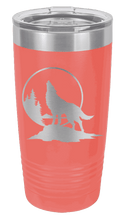 Load image into Gallery viewer, Wolf Howling at The Moon Laser Engraved Tumbler (Etched)

