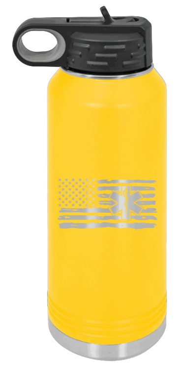 EMS Flag - 32oz Water Bottle Laser Engraved- Yellow