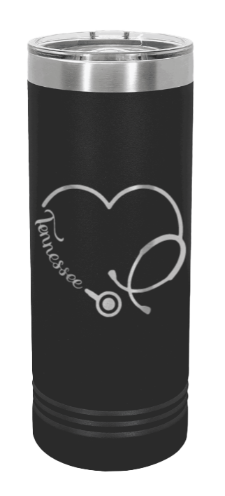 Tennessee Stethoscope Heart Laser Engraved Skinny Tumbler (Etched)