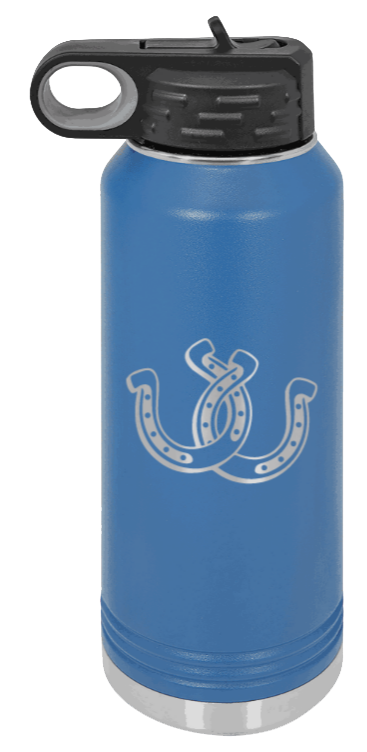 Horseshoes - 32oz Water Bottle Laser Engraved- Royal Blue