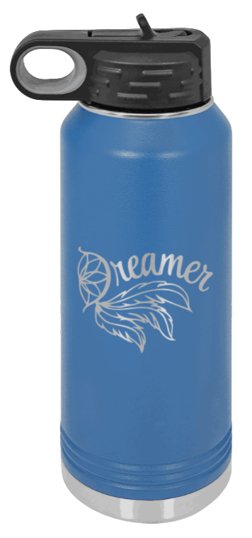 Dreamer - 32oz Water Bottle Laser Engraved- Royal Blue