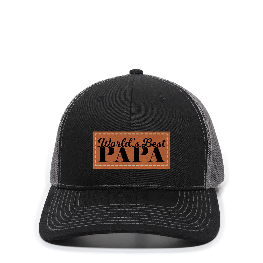 World's Best Papa Leather Patch Hat
