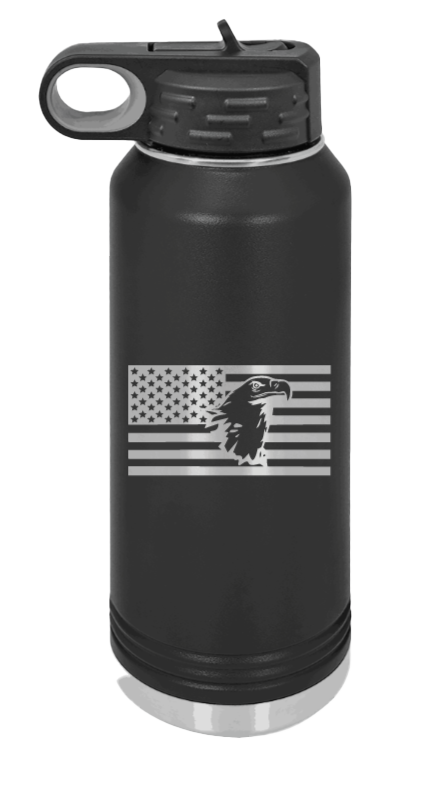 Eagle Flag 1 Laser Engraved Water Bottle (Etched)
