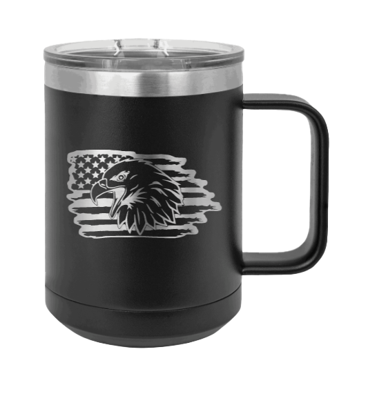 Eagle Flag 2 Laser Engraved Mug (Etched)