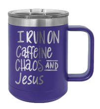 Load image into Gallery viewer, Caffeine Chaos &amp; Jesus Laser Engraved Mug (Etched)
