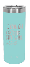 Load image into Gallery viewer, Caffeine Chaos &amp; Jesus Laser Engraved Skinny Tumbler (Etched)
