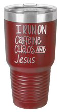 Load image into Gallery viewer, Caffeine Chaos &amp; Jesus Laser Engraved (Etched) Tumbler
