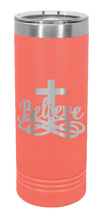 Load image into Gallery viewer, Believe with Cross Laser Engraved Skinny Tumbler (Etched)
