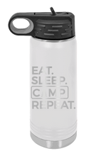 Load image into Gallery viewer, Eat Sleep Camp Repeat Laser Engraved Water Bottle (Etched)
