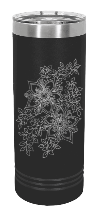 Cherry Blossoms Laser Engraved Skinny Tumbler (Etched)