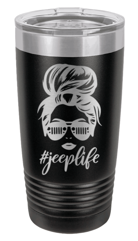 Jeep Life - Messy Bun Laser Engraved Tumbler (Etched)
