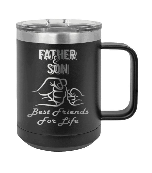 Father and Son Best Friends for Life Fist Bump Laser Engraved Skinny T