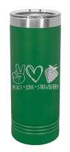Load image into Gallery viewer, Peace Love Strawberry Laser Engraved Skinny Tumbler (Etched)
