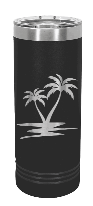 Palm Trees Laser Engraved Skinny Tumbler (Etched)