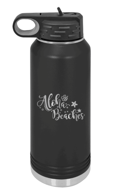 Aloha Beaches Laser Engraved Water Bottle (Etched)