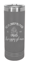 Load image into Gallery viewer, Camping Is my Happy Place Laser Engraved Skinny Tumbler (Etched)

