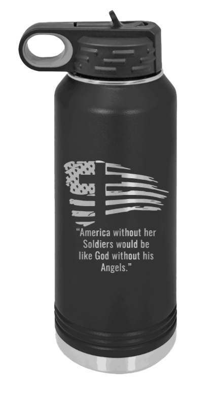 Soldiers and Angels Laser Engraved Water Bottle