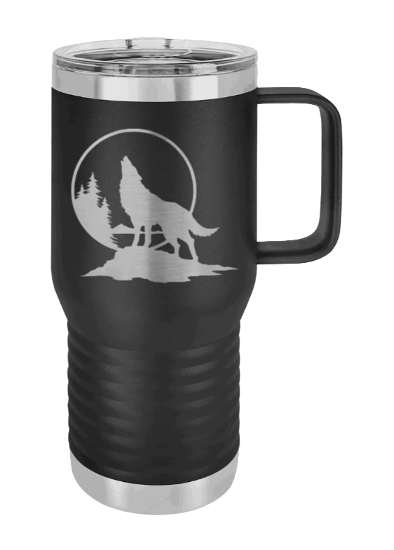 Wolf Howling at The Moon Laser Engraved Mug (Etched)