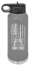 Load image into Gallery viewer, Semi Truck Flag Water Bottle Laser Engraved (Etched)
