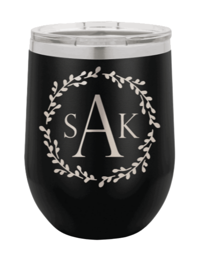 Wreath 3 - Customizable Laser Engraved Wine Tumbler (Etched)
