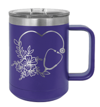 Load image into Gallery viewer, Heart Flowers Stethoscope Laser Engraved Mug (Etched)

