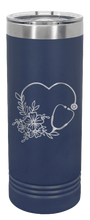 Load image into Gallery viewer, Heart Flowers Stethoscope Laser Engraved Skinny Tumbler (Etched)
