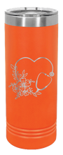 Load image into Gallery viewer, Heart Flowers Stethoscope Laser Engraved Skinny Tumbler (Etched)
