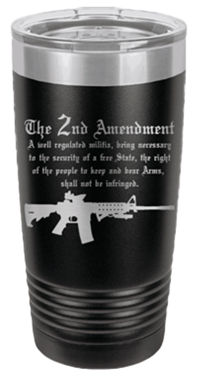 Cheap A** Tumblers Black Freedom 2nd Amendment Tumbler Stainless Steel 20oz