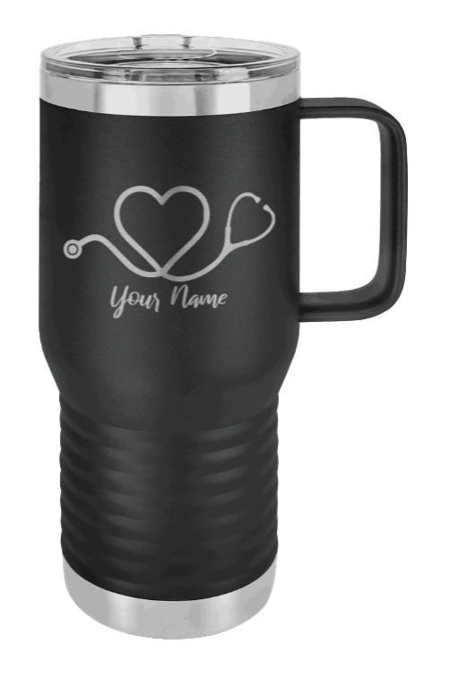 Stethoscope Heart with Name  - Customizable Laser Engraved Mug (Etched)