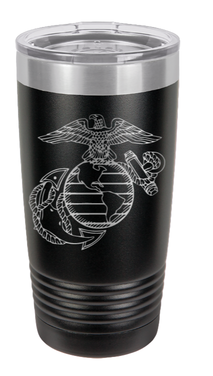 20 oz USMC Black Double Wall Vacuum Insulated Stainless Steel USMC Tumbler Travel Mug