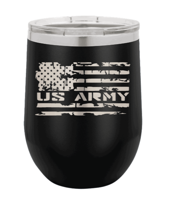 Army Flag Laser Engraved Wine Tumbler (Etched)