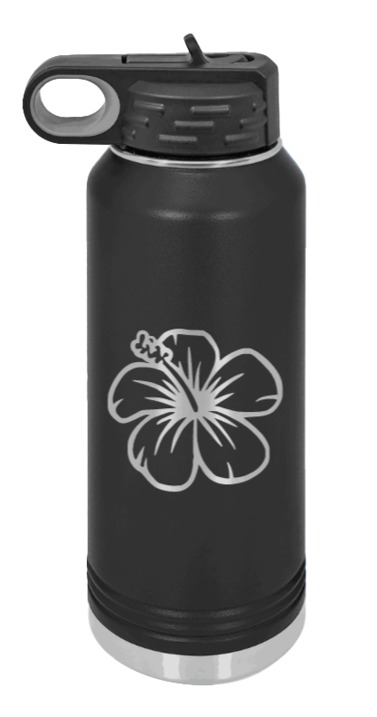 Hibiscus Flower Laser Engraved Water Bottle (Etched)