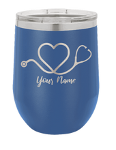Load image into Gallery viewer, Stethoscope Heart with Name  - Customizable Laser Engraved Wine Tumbler (Etched)
