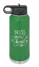 Load image into Gallery viewer, Bless Your Heart Laser Engraved Water Bottle (Etched)
