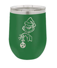Load image into Gallery viewer, Grinch with Ornament Laser Engraved Wine Tumbler (Etched)

