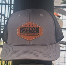 Load image into Gallery viewer, Unvaxxed and Over Taxed Leather Patch Richarson 112 Duck Camo Hat
