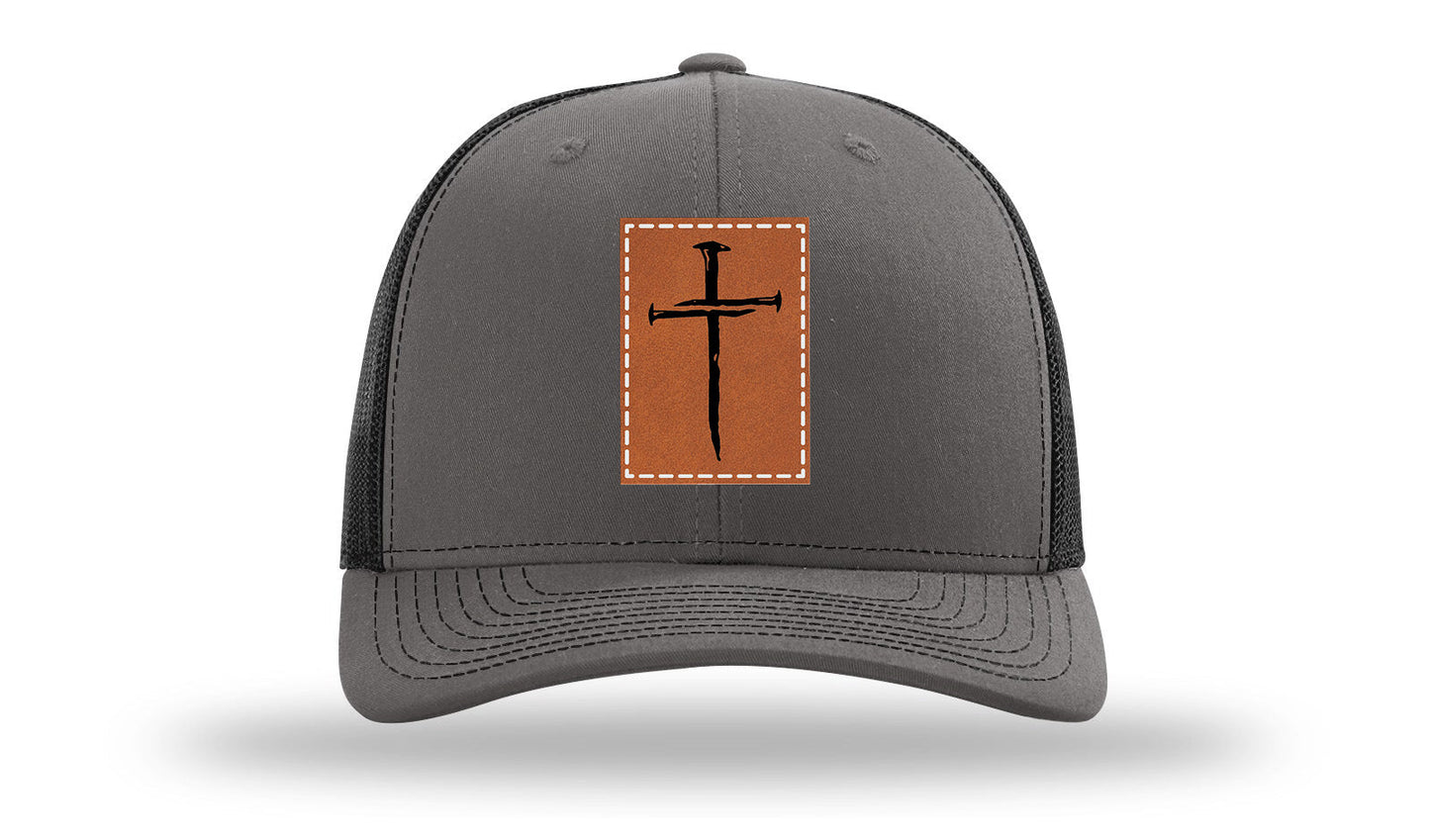 3 Nails Cross Leather Patch Richardson 112 Hat