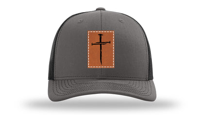 3 Nails Cross Leather Patch Richardson 112 Hat