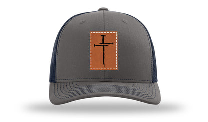 3 Nails Cross Leather Patch Richardson 112 Hat