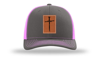 3 Nails Cross Leather Patch Richardson 112 Hat