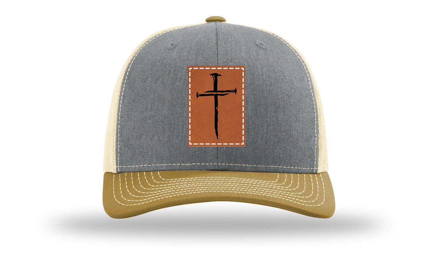 3 Nails Cross Leather Patch Richardson 112 Hat