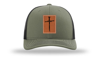 3 Nails Cross Leather Patch Richardson 112 Hat