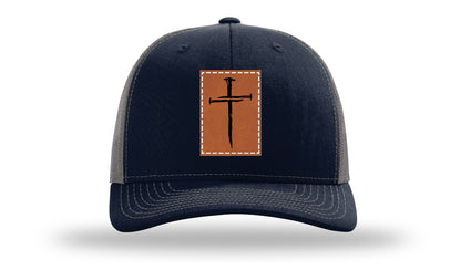 3 Nails Cross Leather Patch Richardson 112 Hat