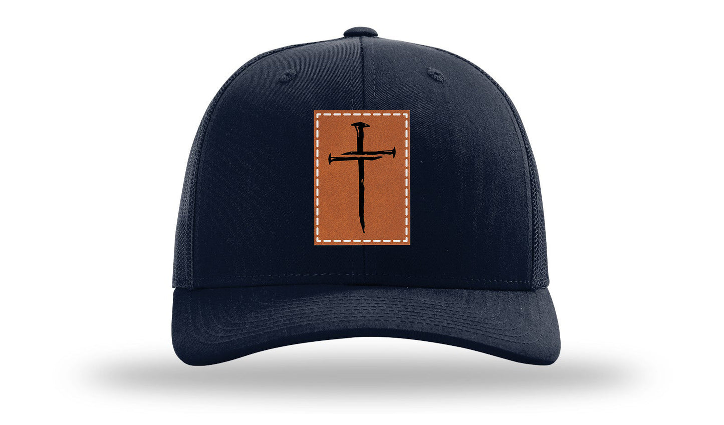 3 Nails Cross Leather Patch Richardson 112 Hat