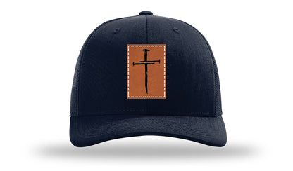 3 Nails Cross Leather Patch Richardson 112 Hat
