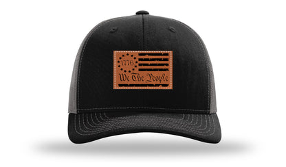 1776 We The People Flag Leather Patch Richardson 112 Hat-Black / Charcoal