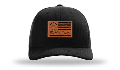 1776 We The People Flag Leather Patch Richardson 112 Hat-Black