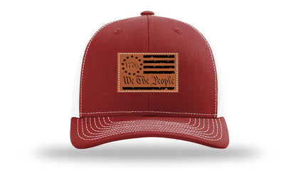 1776 We The People Flag Leather Patch Richardson 112 Hat-Cardinal / White