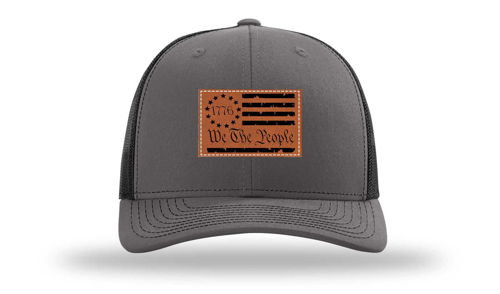 1776 We The People Flag Leather Patch Richardson 112 Hat-Charcoal / Black