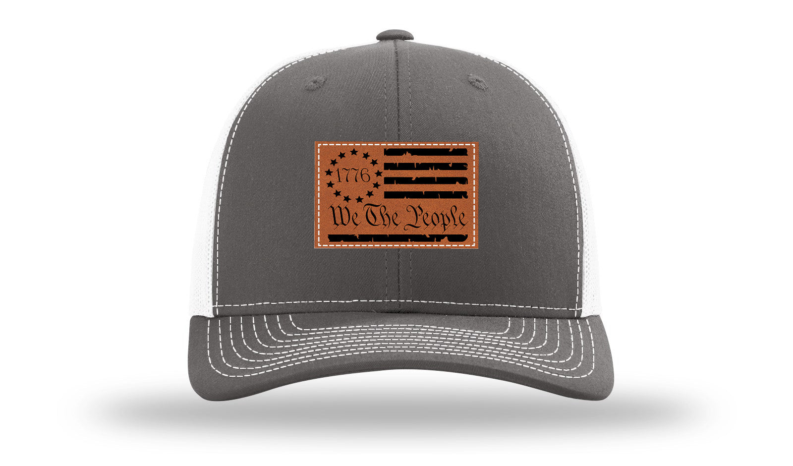 1776 We The People Flag Leather Patch Richardson 112 Hat-Charcoal / White